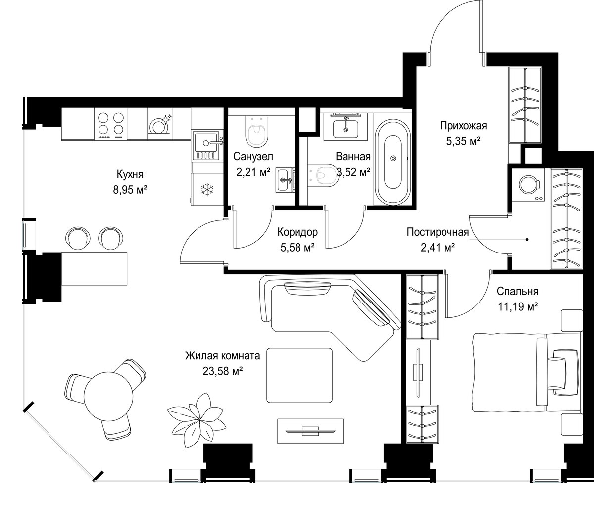 Планировка 62.79 м²