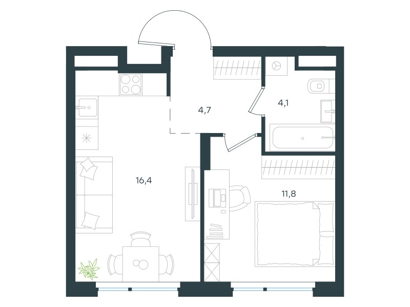 Планировка 37.0 м²
