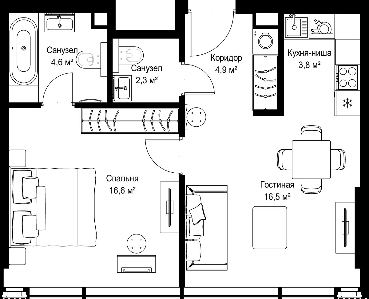 Планировка 48.7 м²