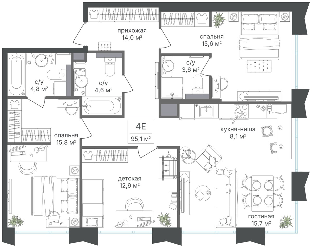 Планировка 95.1 м²