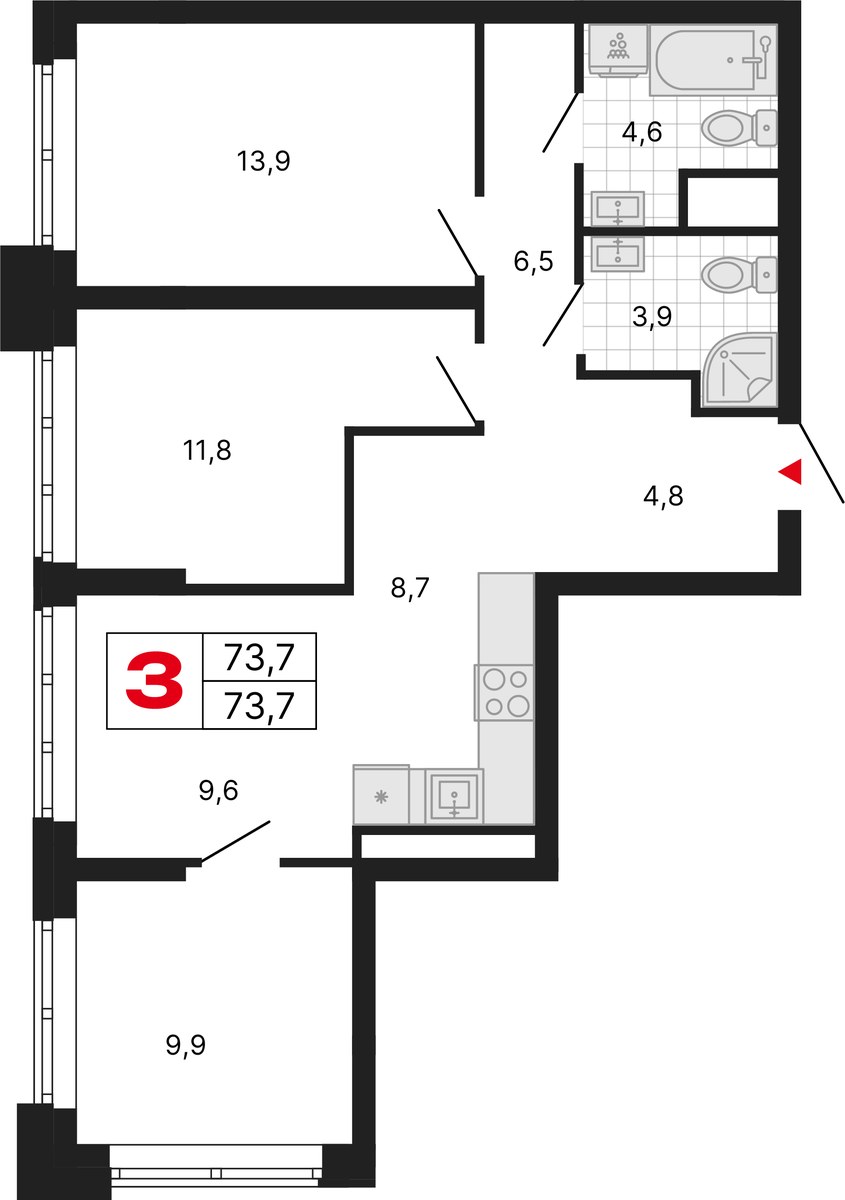 Планировка 73.7 м²