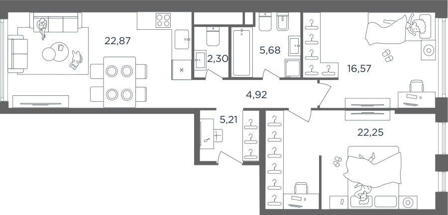 Планировка 80.4 м²