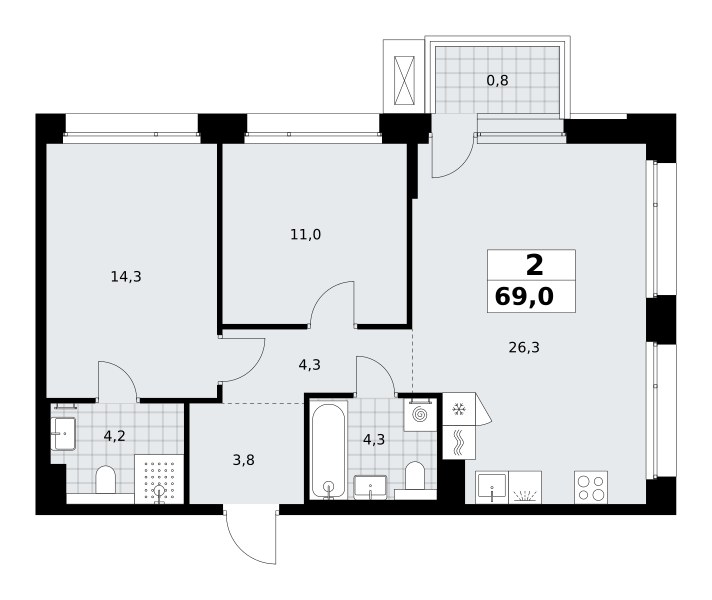 Планировка 69.0 м²