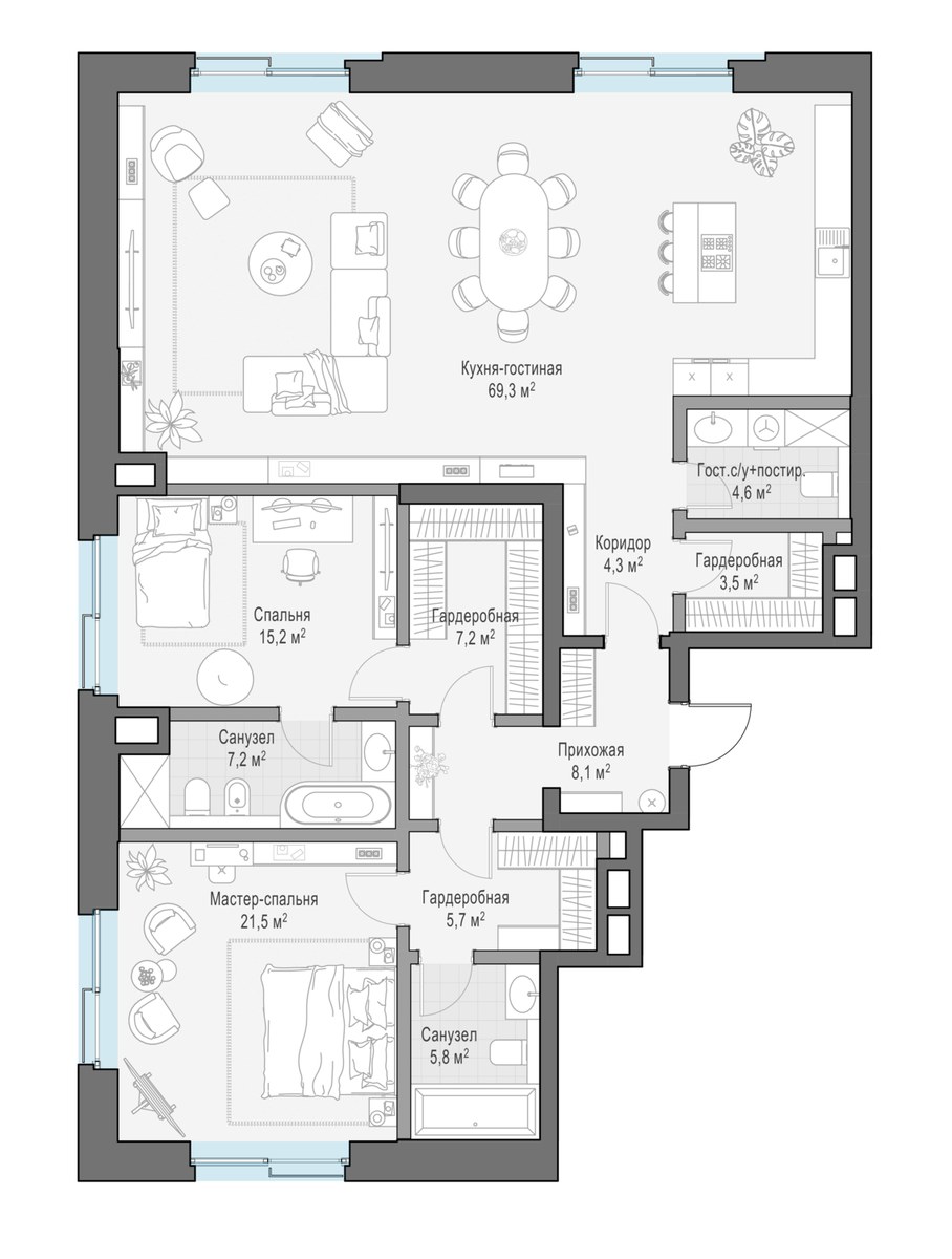 Планировка 157.2 м²