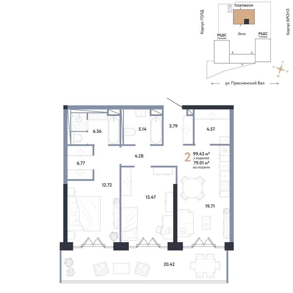 Планировка 99.43 м²