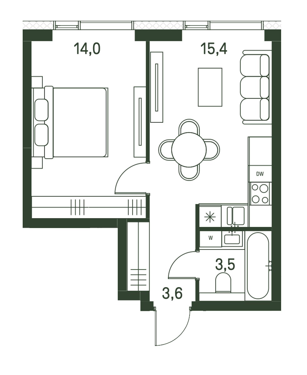 Планировка 36.5 м²