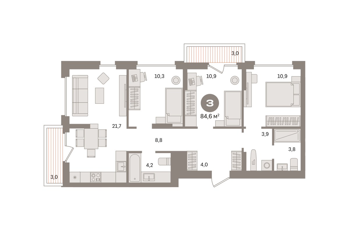 Планировка 84.57 м²