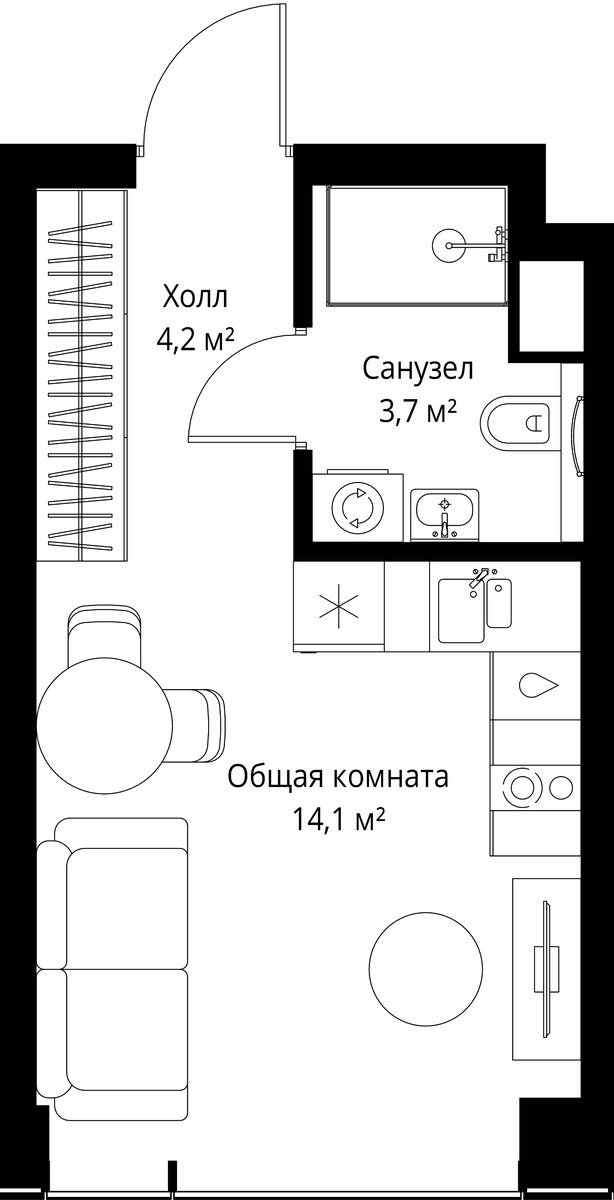 Планировка 22.0 м²