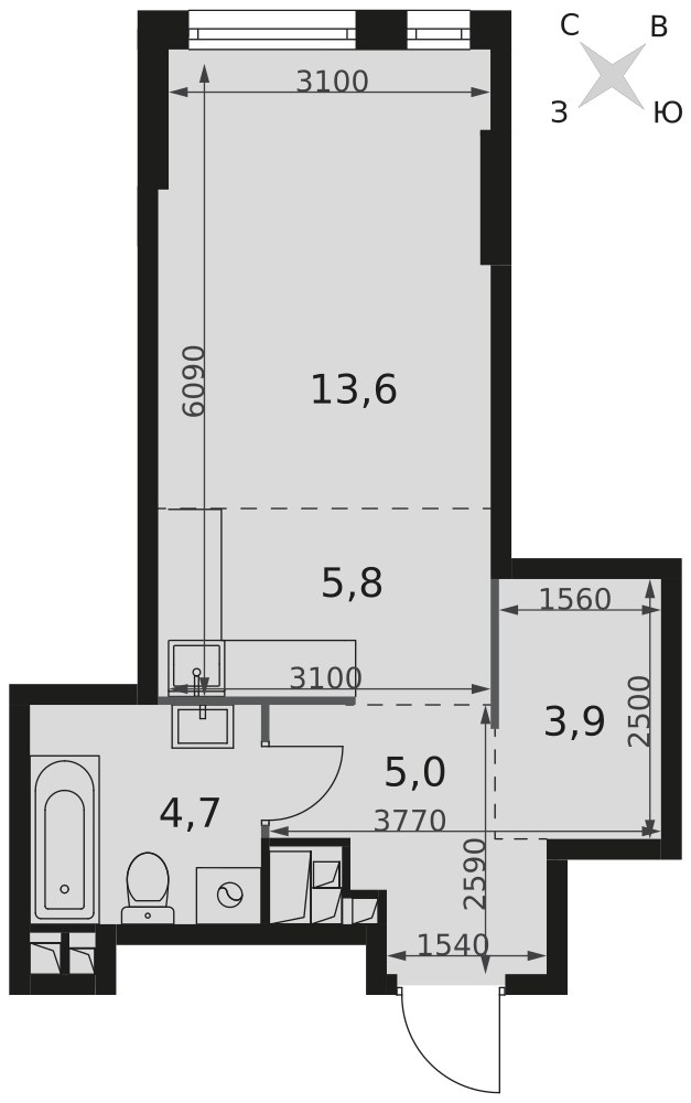 Планировка 33.0 м²