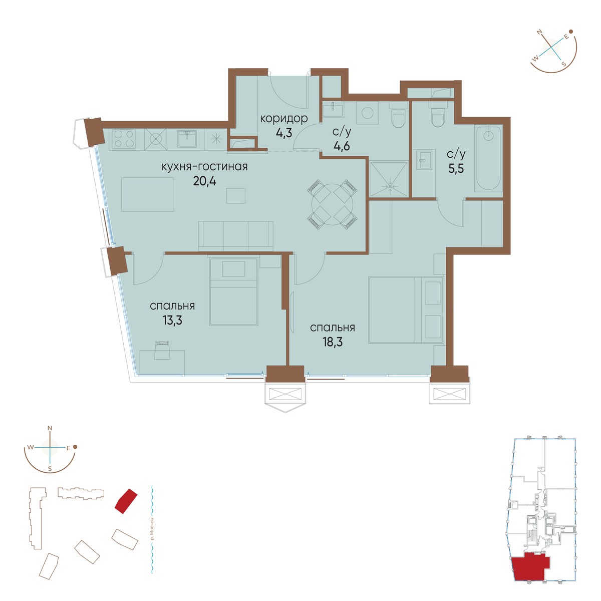 Планировка 66.4 м²