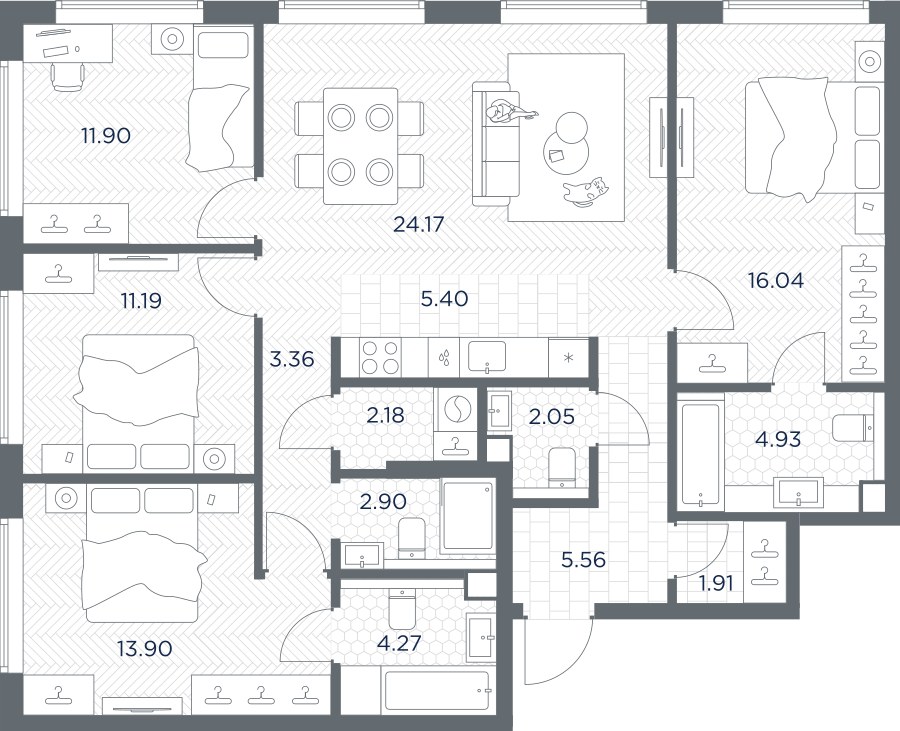 Планировка 109.76 м²