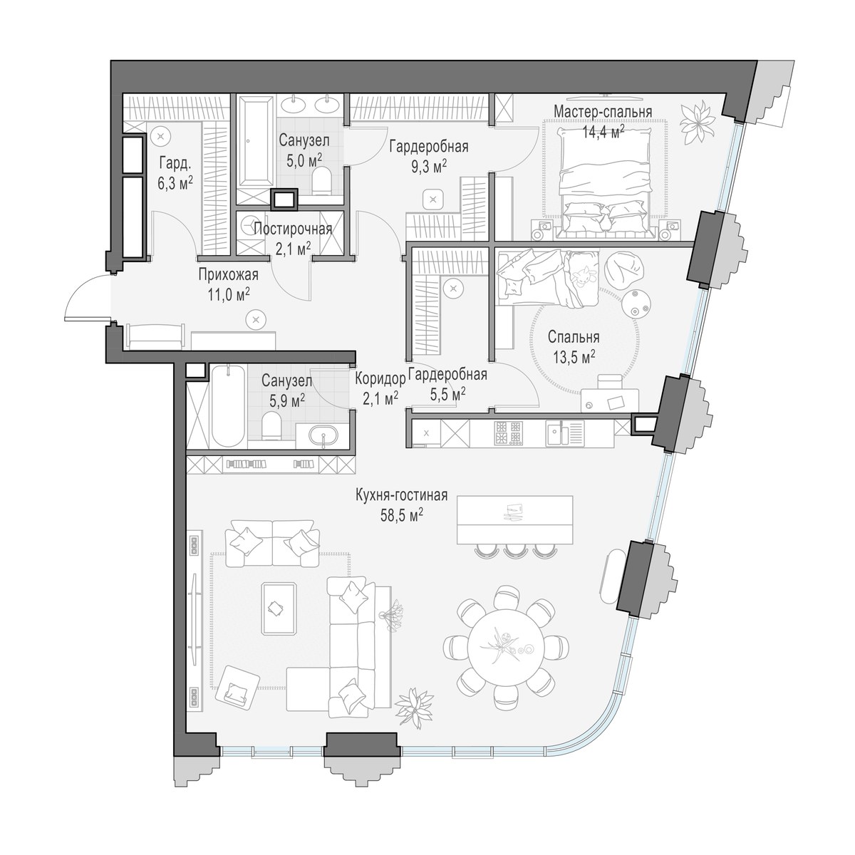 Планировка 131.9 м²