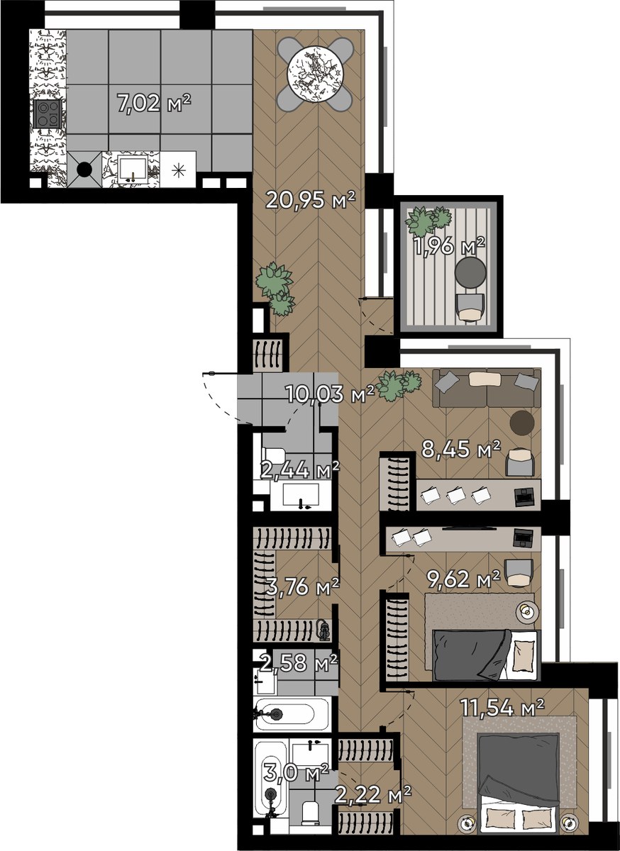 Планировка 81.61 м²