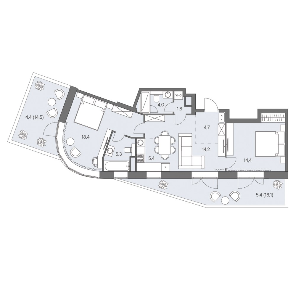 Планировка 78.0 м²