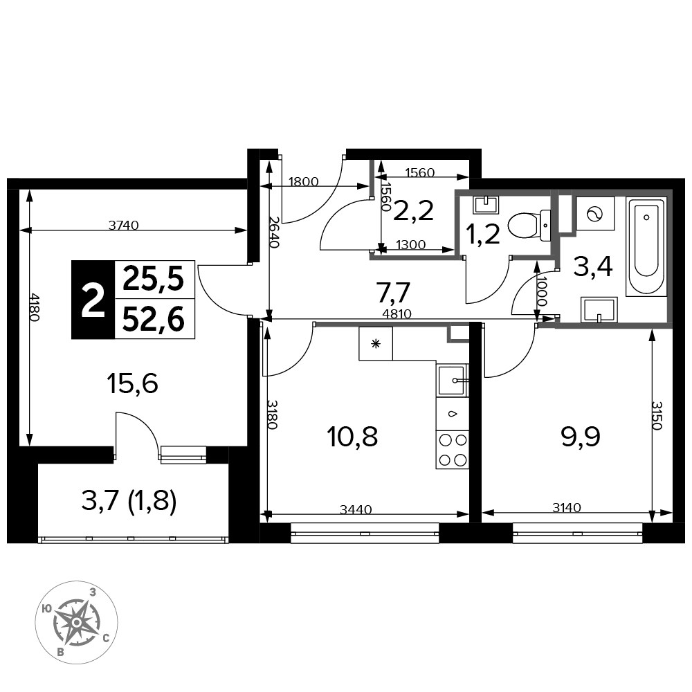Планировка 53.3 м²