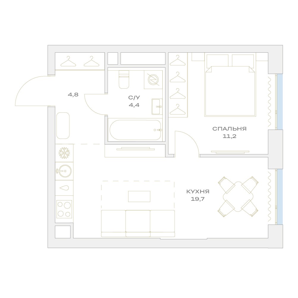 Планировка 40.1 м²