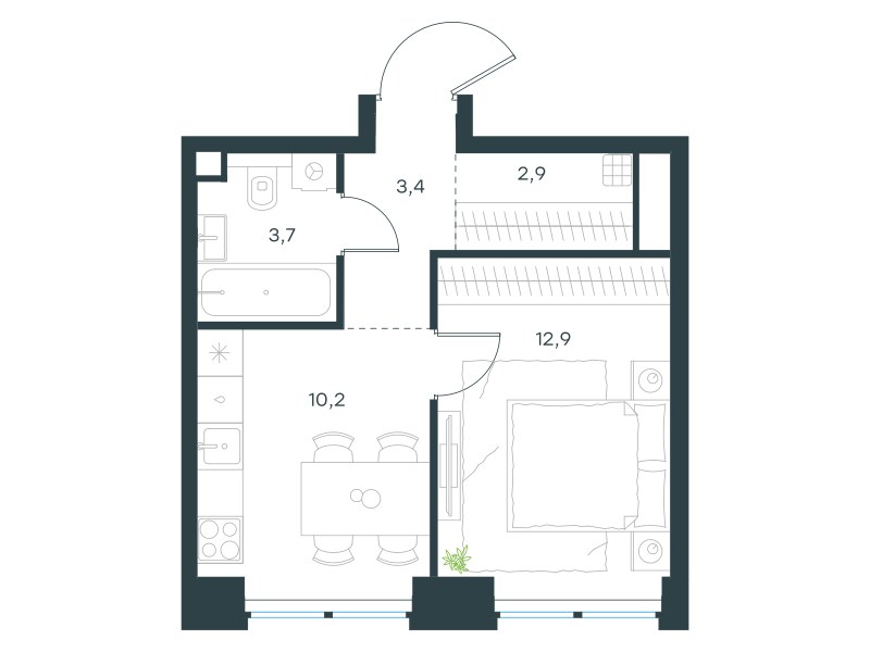 Планировка 33.1 м²
