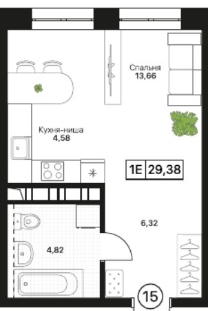 Планировка 29.35 м²