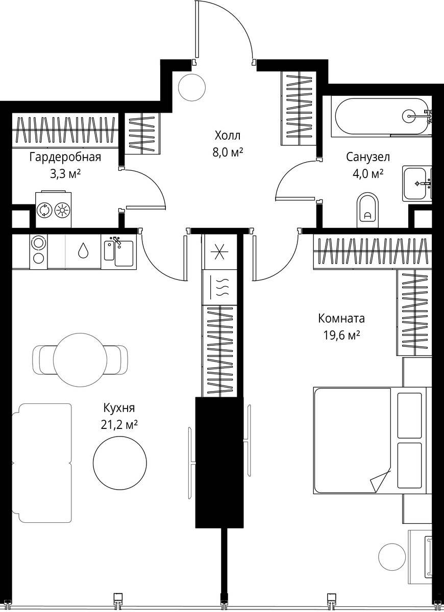 Планировка 56.1 м²