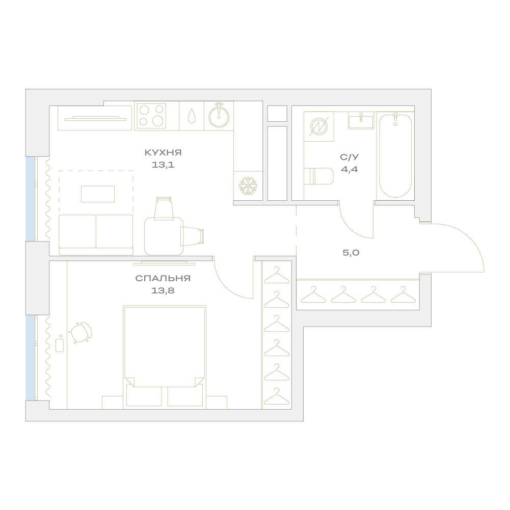 Планировка 37.0 м²