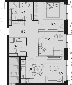 Планировка 67.6 м²