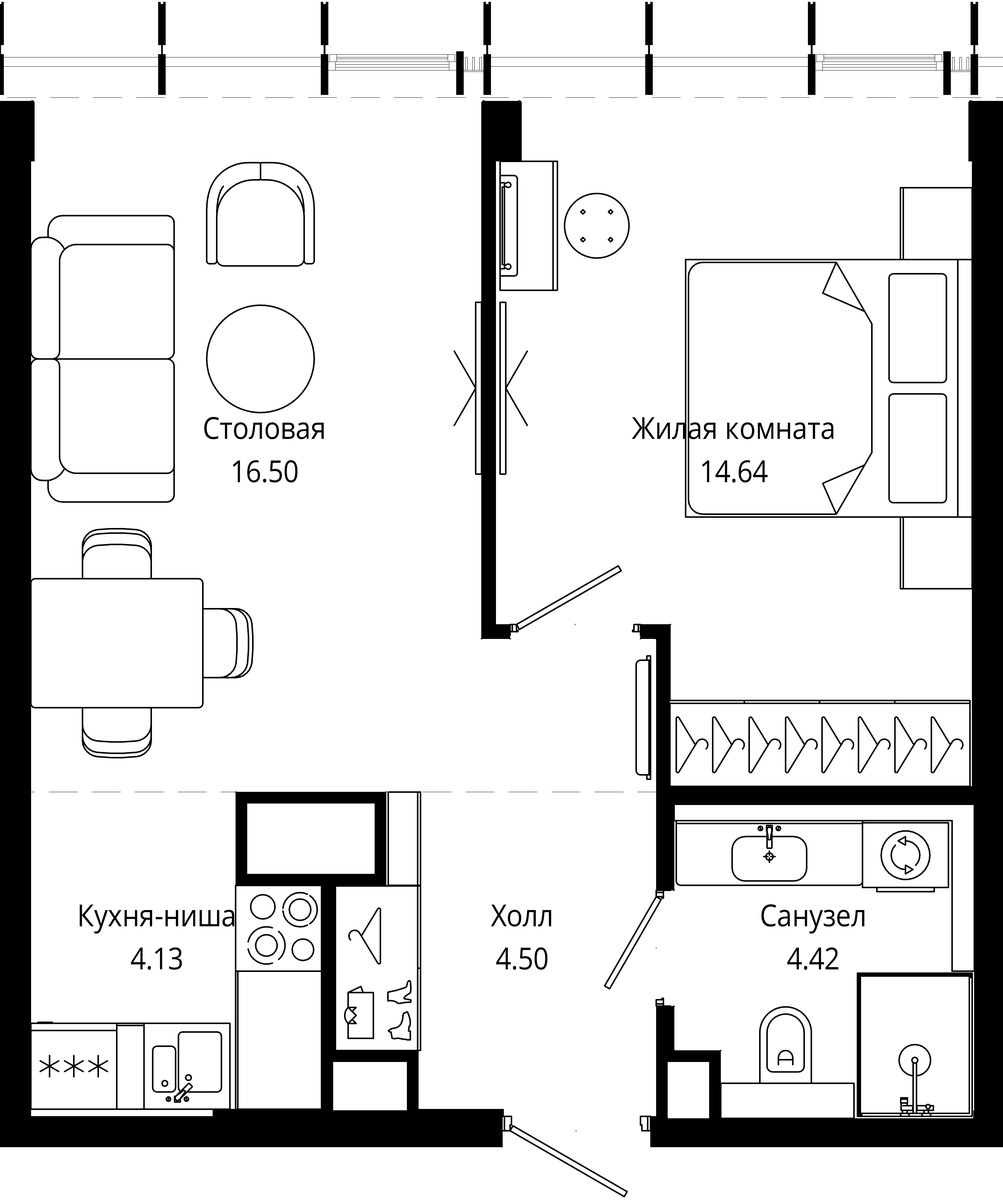 Планировка 44.1 м²