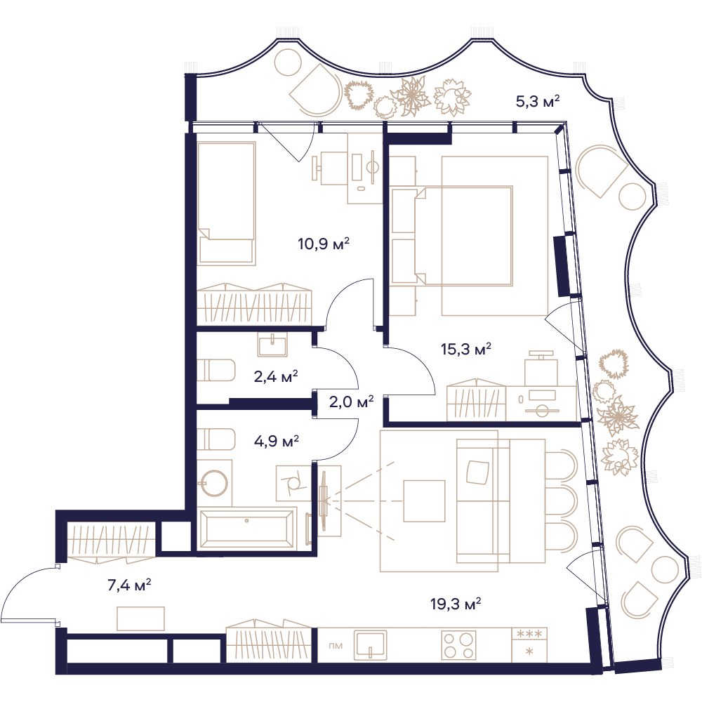 Планировка 67.5 м²