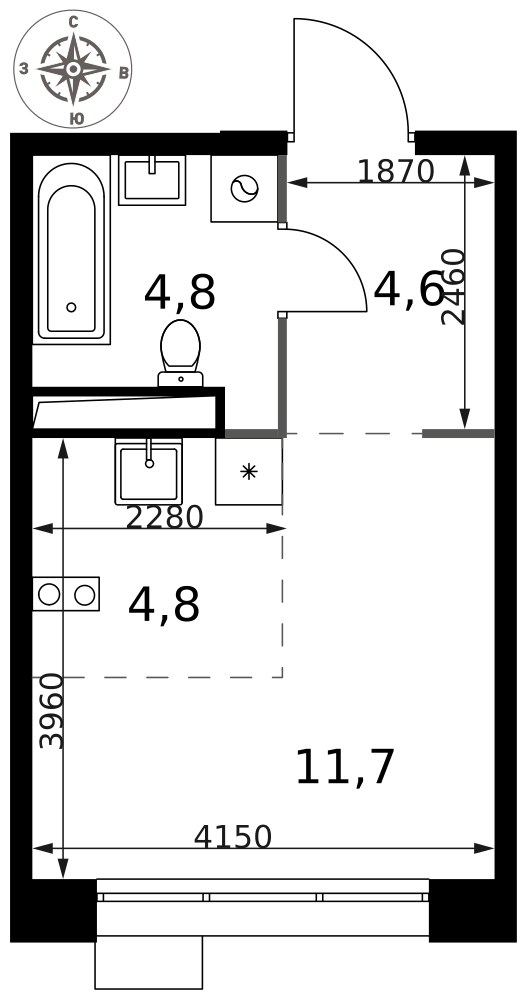 Планировка 25.9 м²