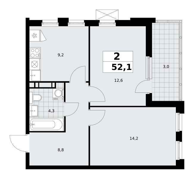 Планировка 52.1 м²