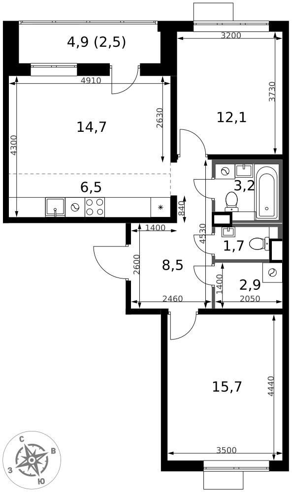 Планировка 67.8 м²