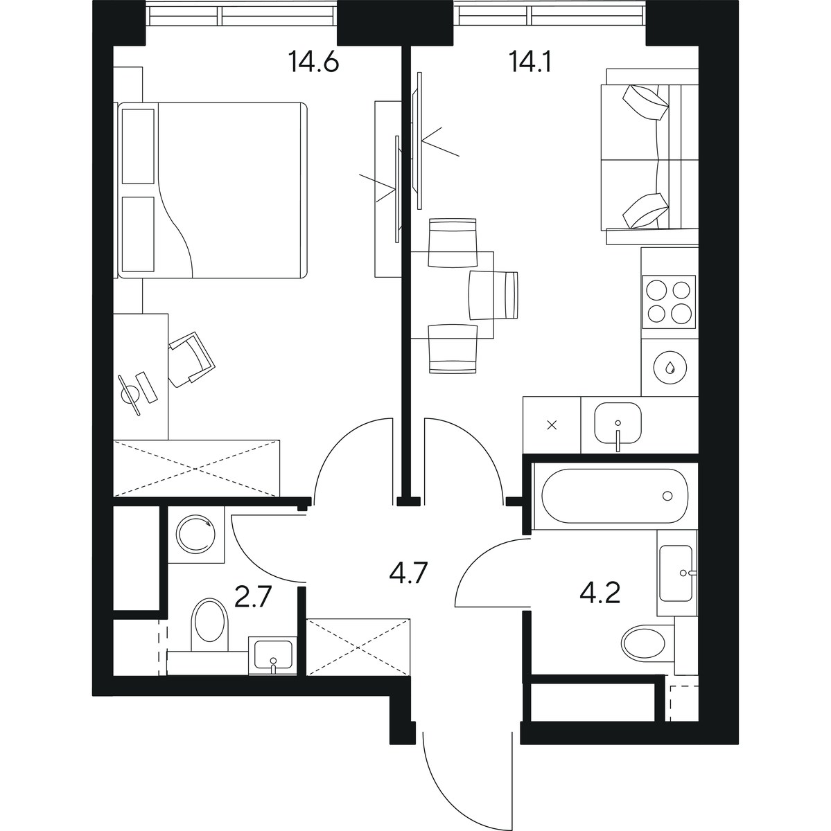 Планировка 40.3 м²