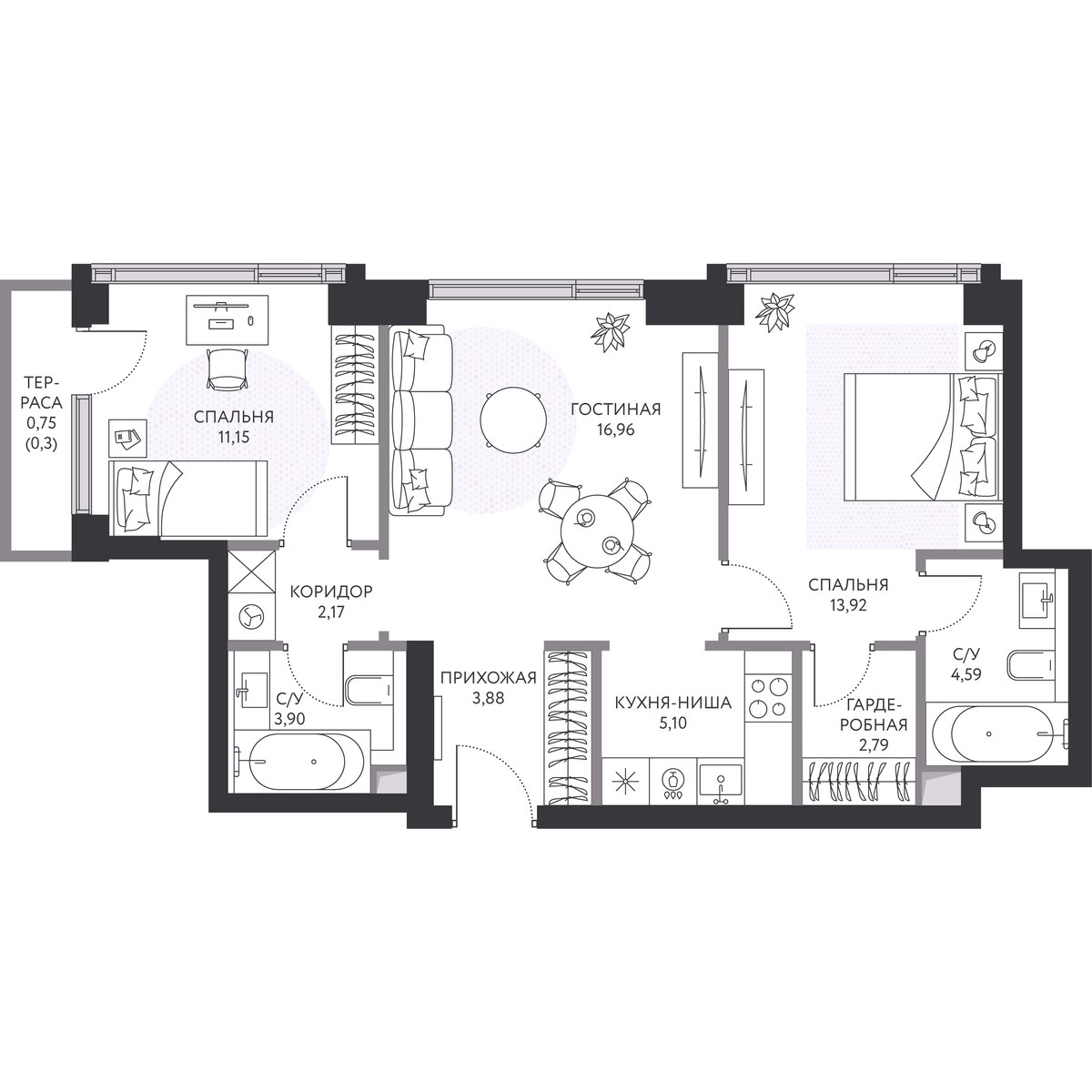 Планировка 66.1 м²