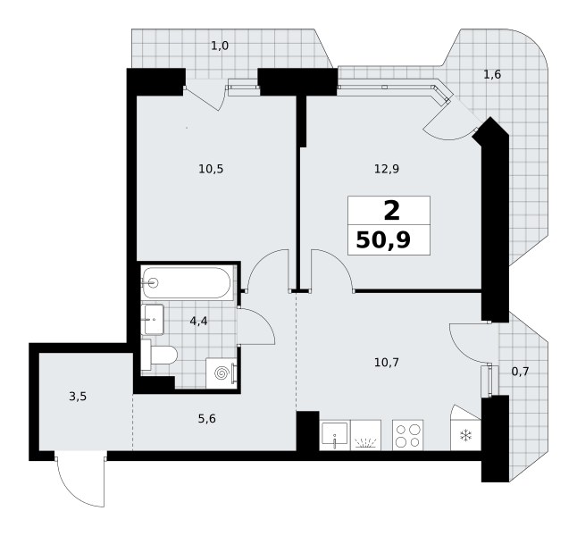 Планировка 50.9 м²
