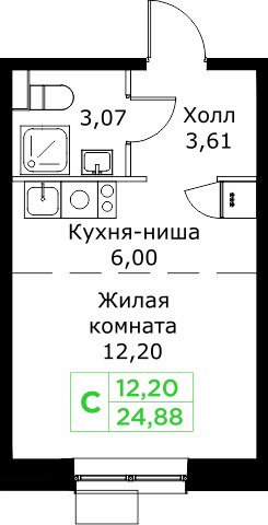 Планировка 24.9 м²