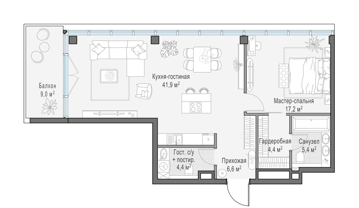 Планировка 82.3 м²