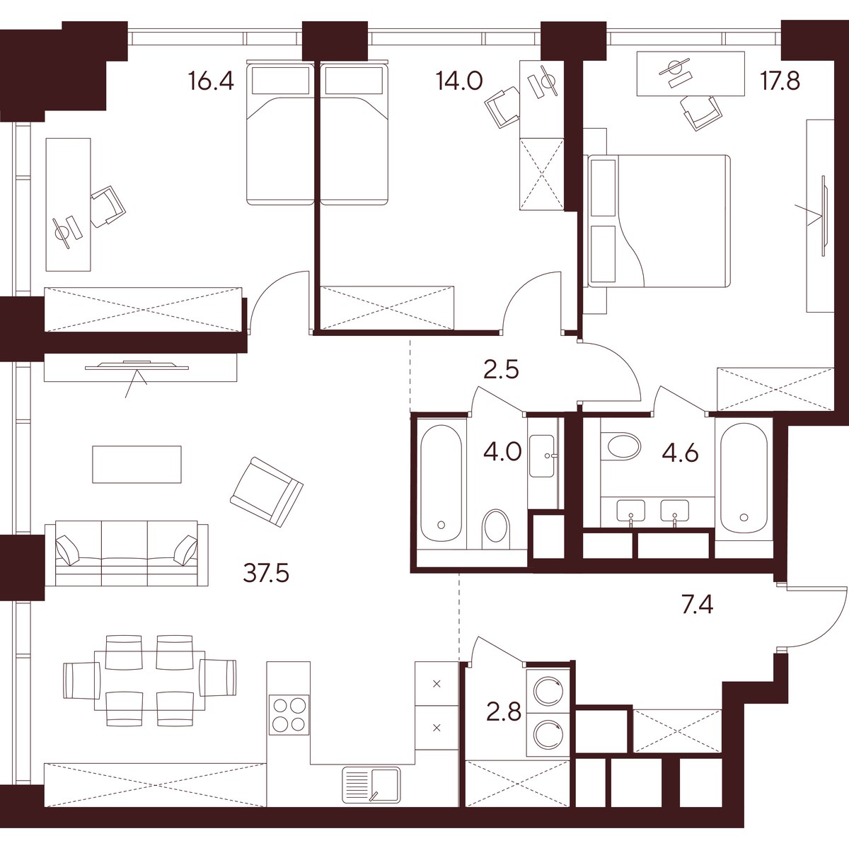 Планировка 107.0 м²