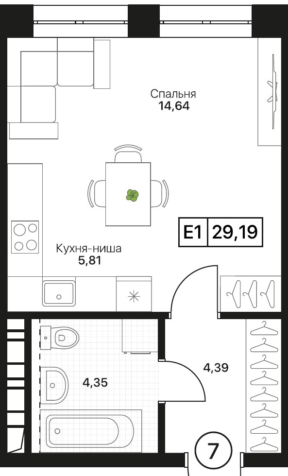 Планировка 29.19 м²