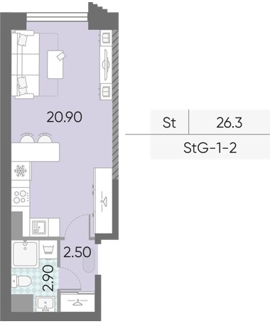 Планировка 26.3 м²
