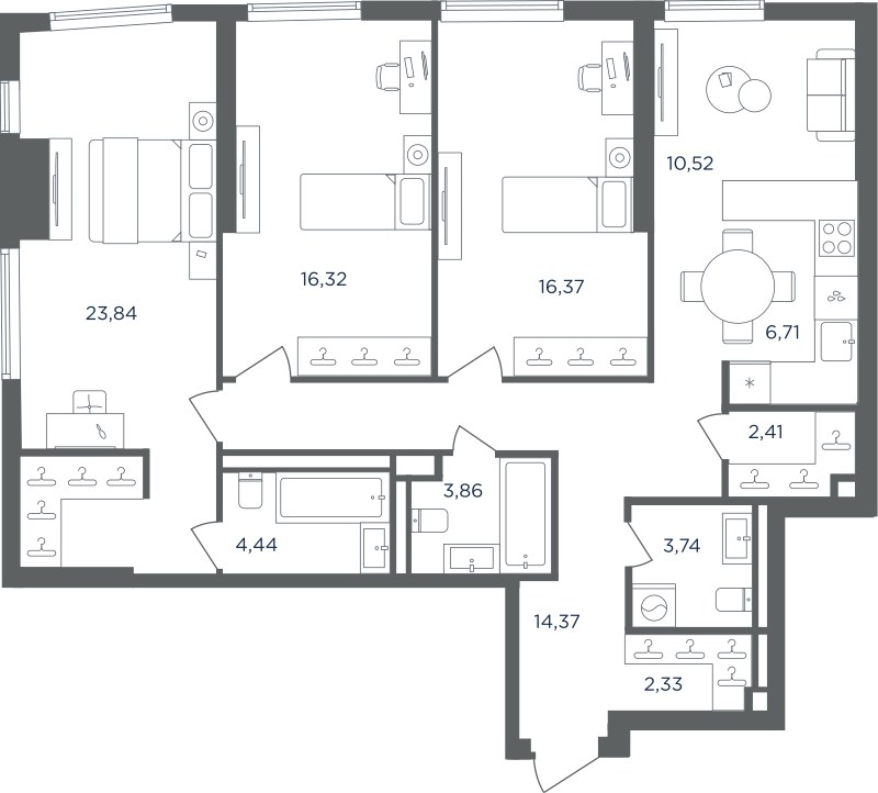 Планировка 104.91 м²