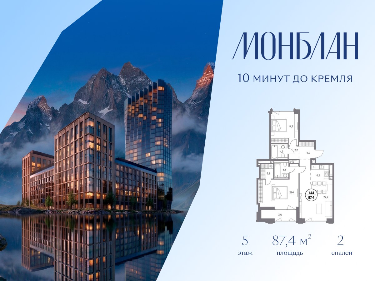Планировка 87.4 м²