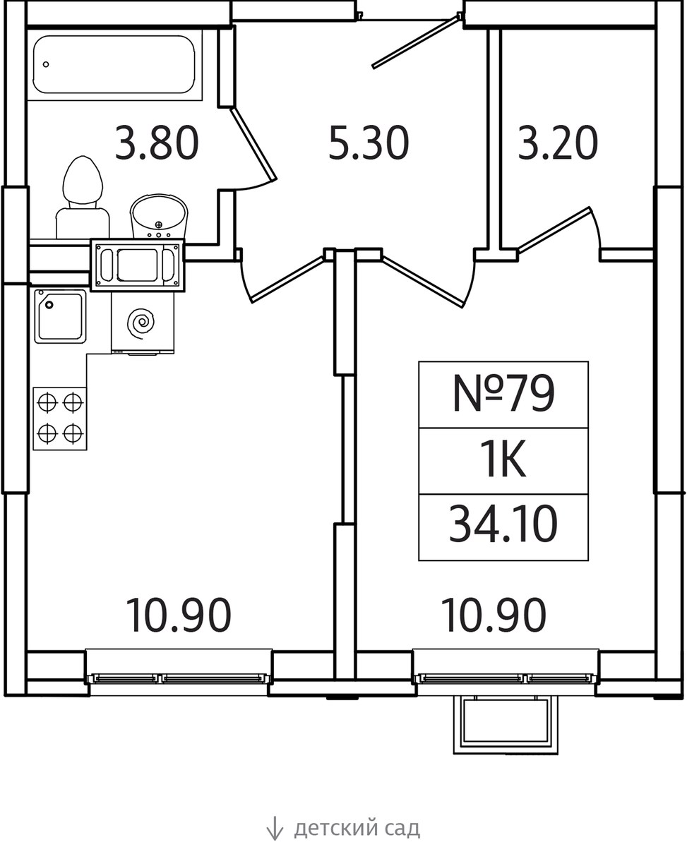 Планировка 34.1 м²