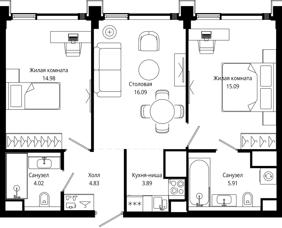 Планировка 65.8 м²