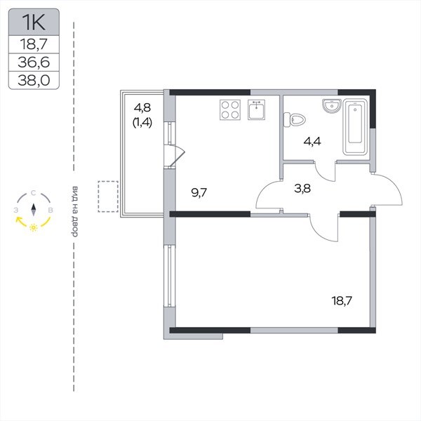 Планировка 38.0 м²