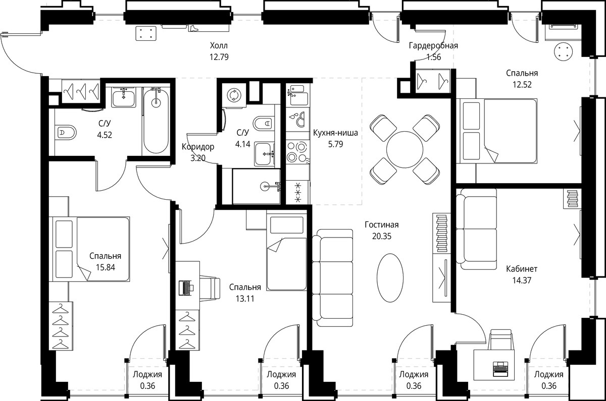 Планировка 109.63 м²