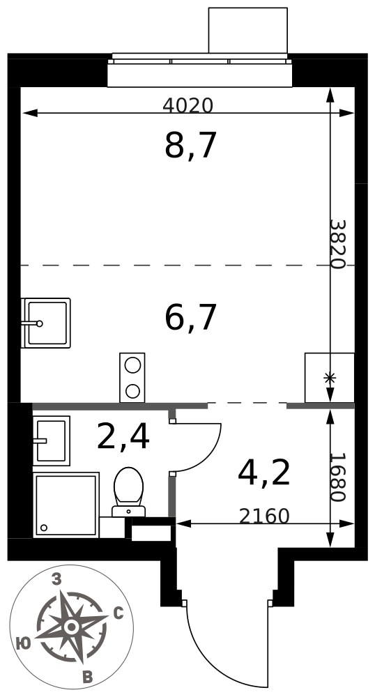 Планировка 22.0 м²