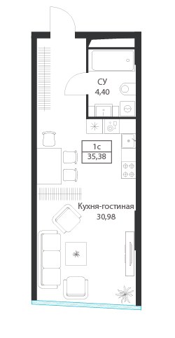 Планировка 35.38 м²