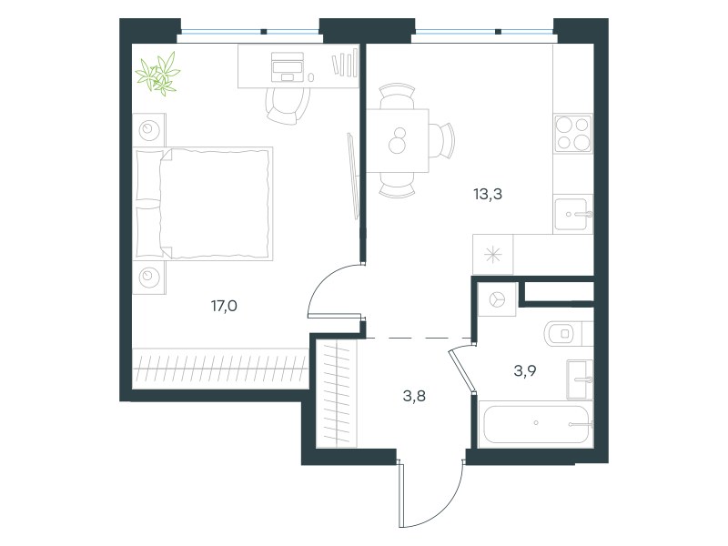 Планировка 38.0 м²