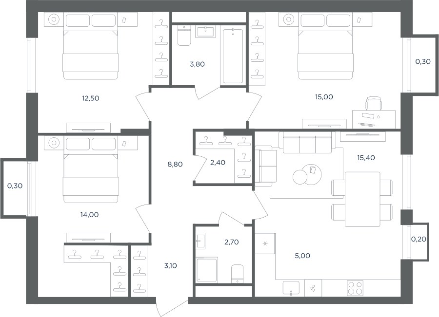 Планировка 81.7 м²
