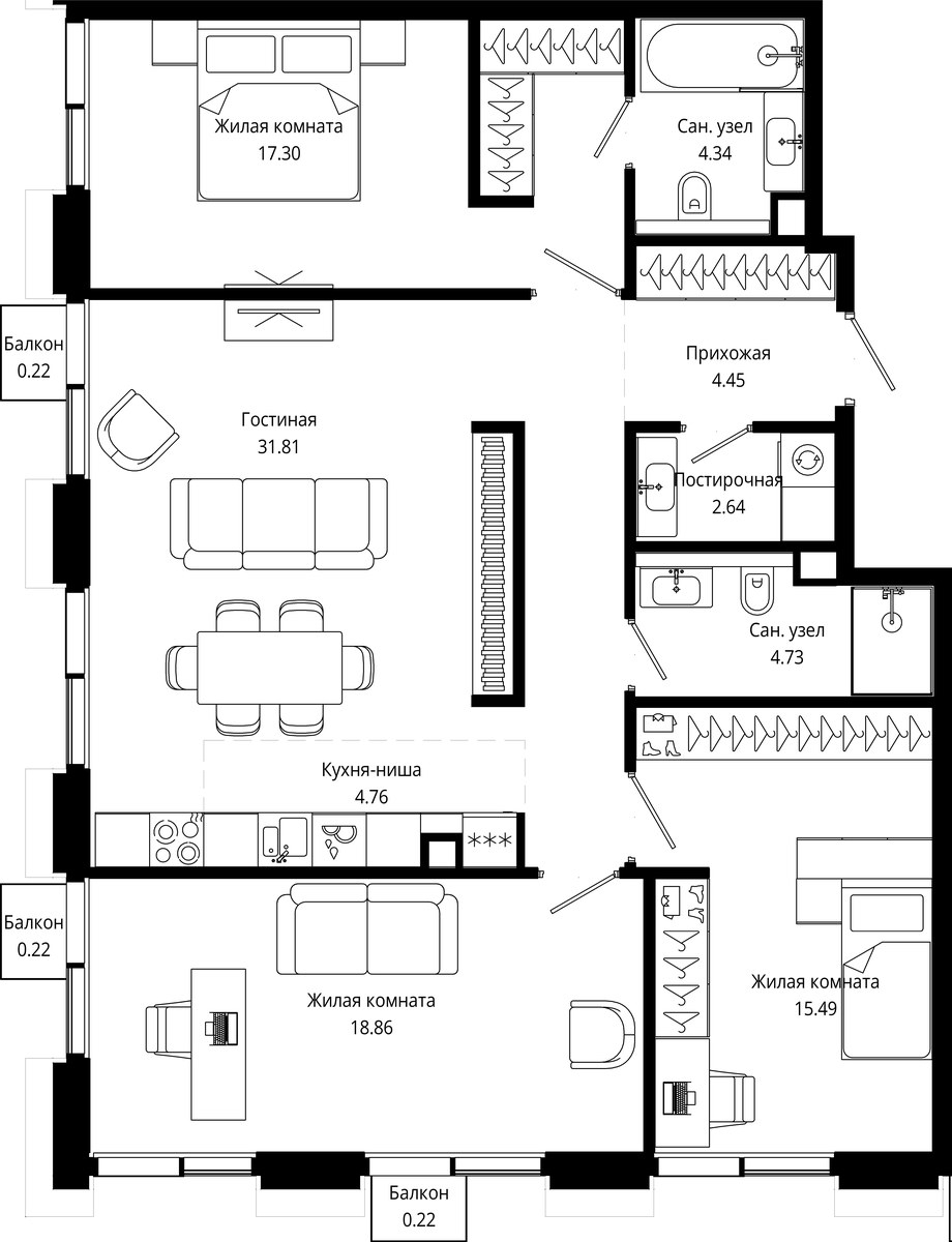 Планировка 104.5 м²