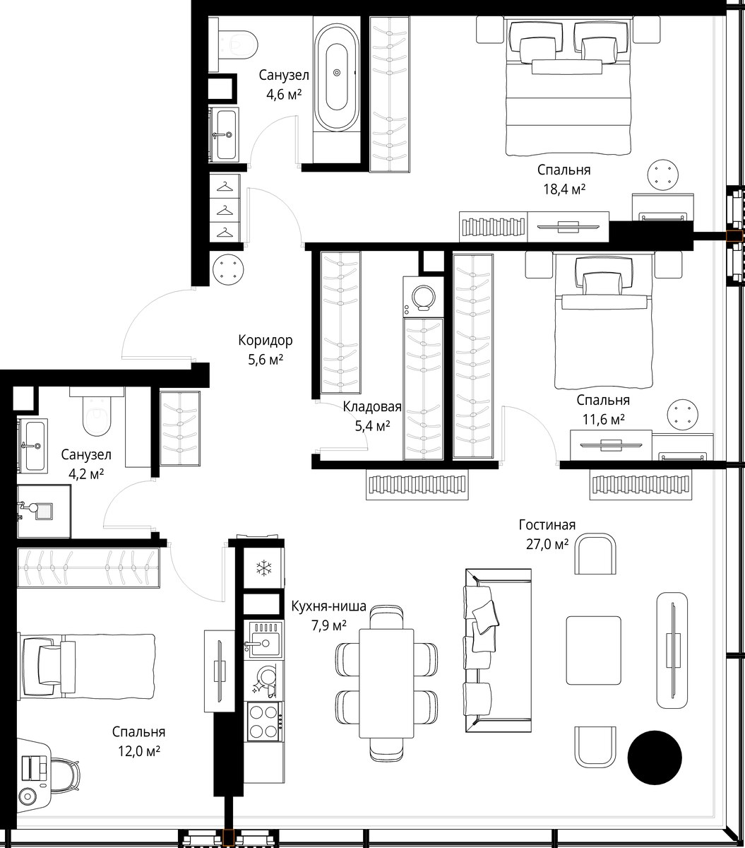 Планировка 96.7 м²